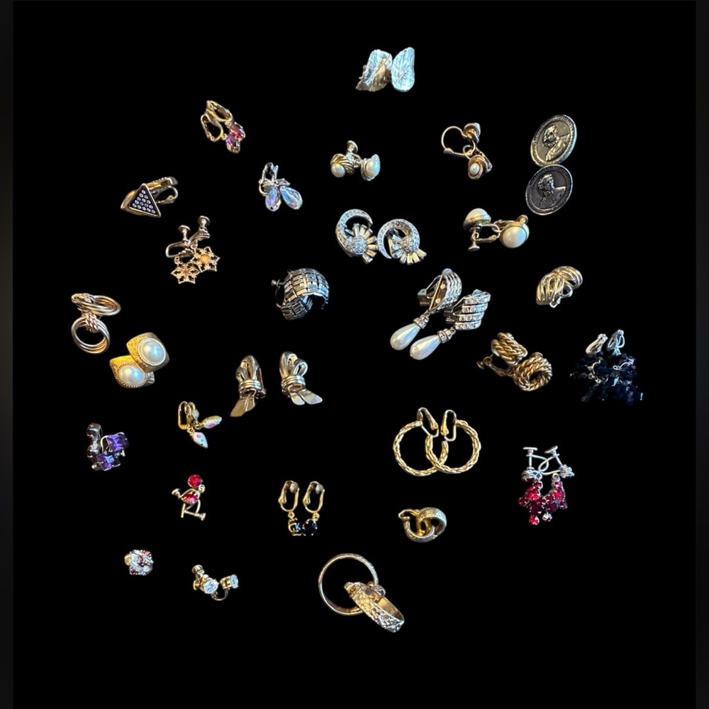 Lot of 28 Vintage Clip-On or Screw-back Earrings